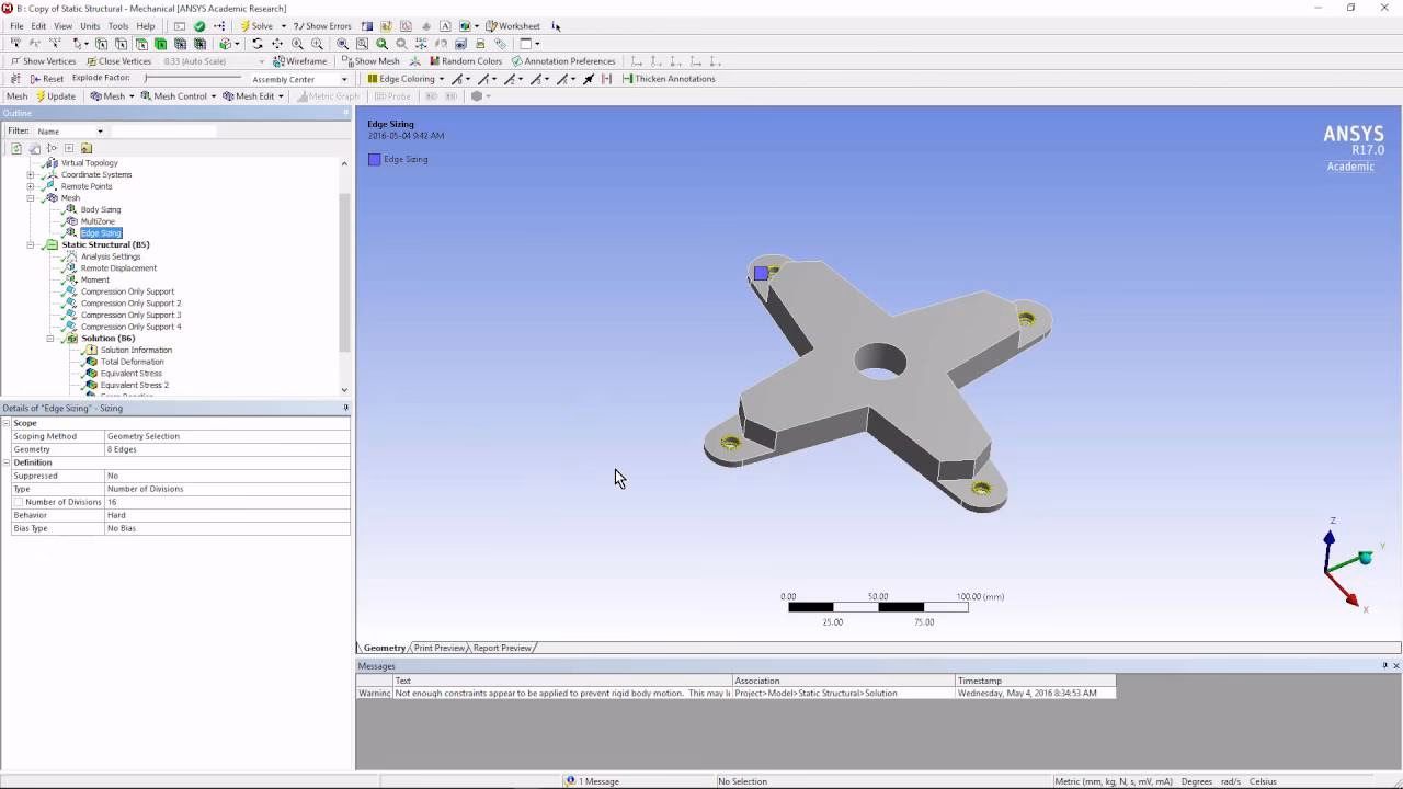 How do I display a strain in ANSYS mechanical?
