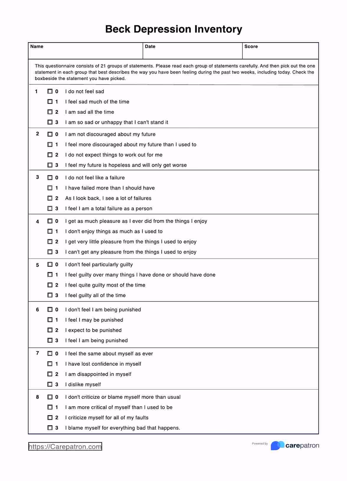 What is Beck Depression Inventory BDI II?