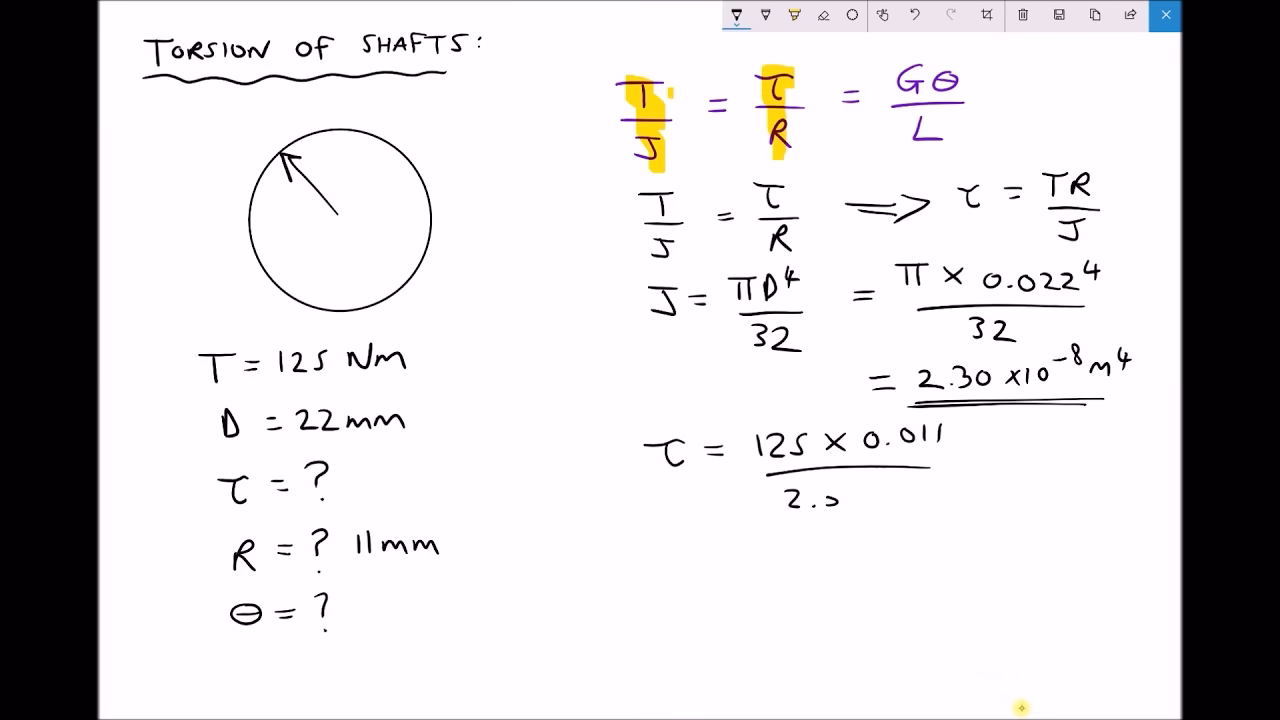 How do you calculate torsional shear stress?