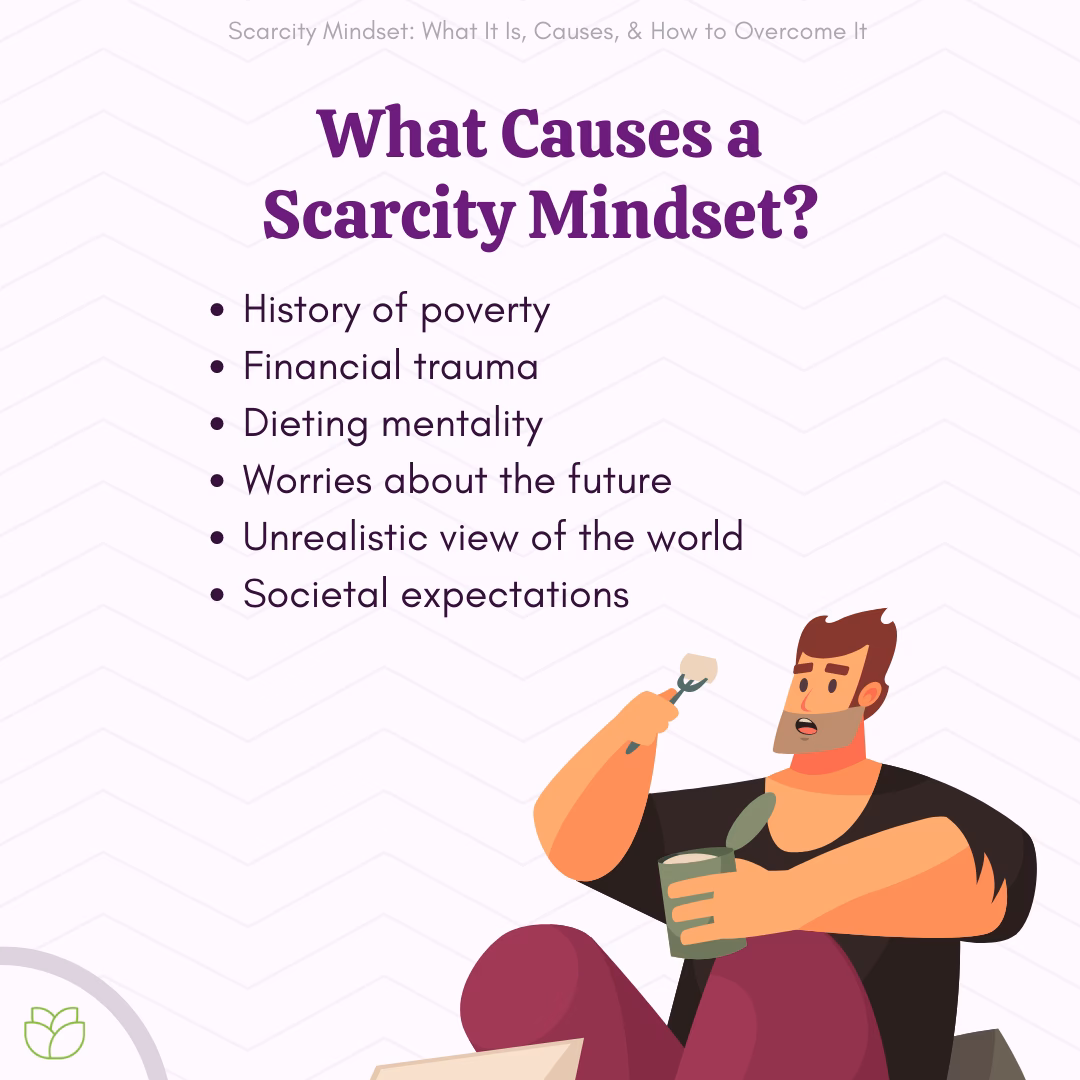 What is the difference between a scarcity and a sufficiency mindset?